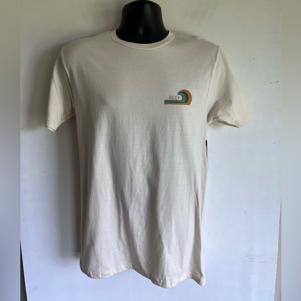 Reef Off-White Short Sleeve Tee for Men size medium with front and back logo
